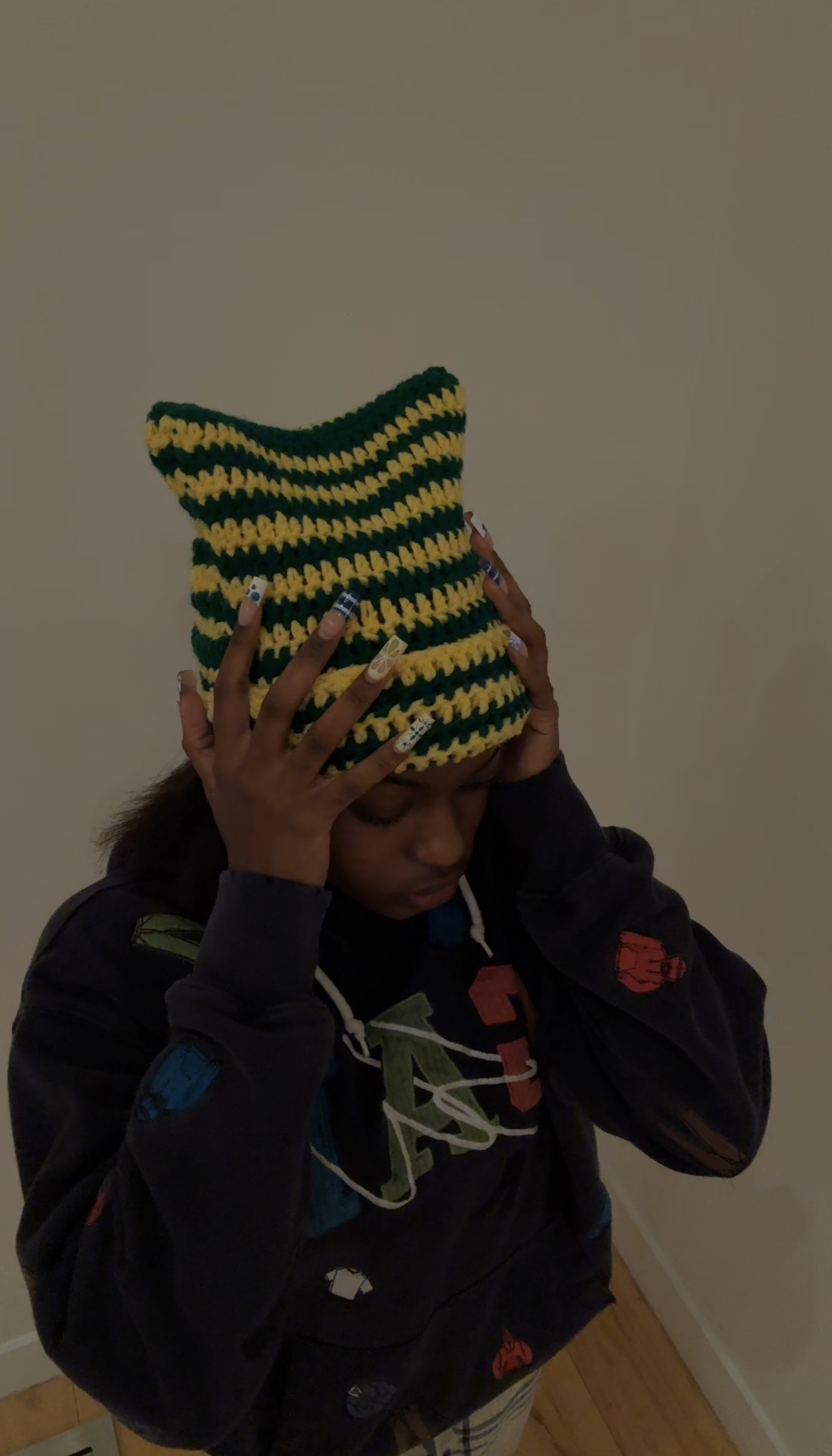 Green handmade crochet piece
