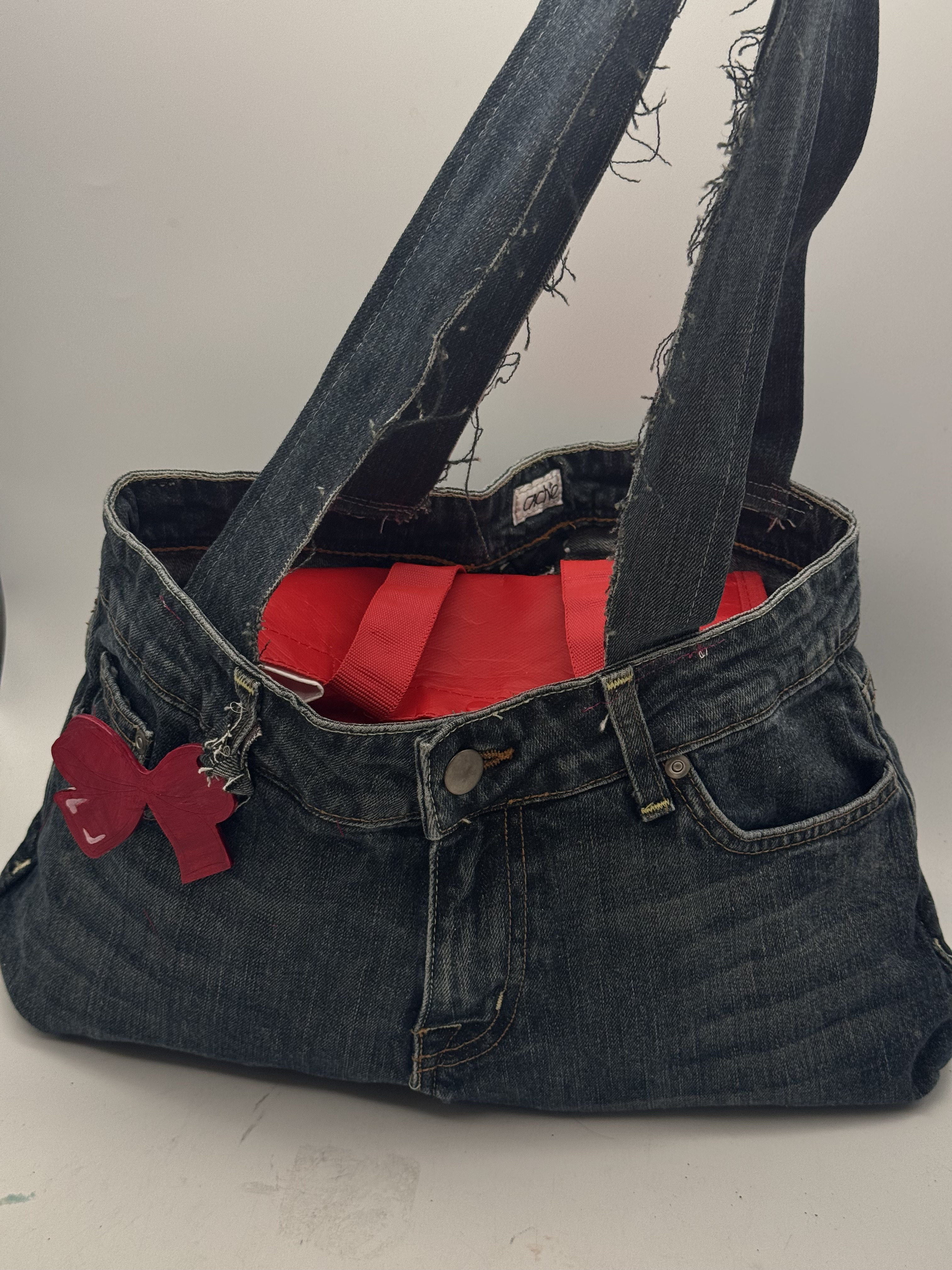 Top angle of handmade crochet bag